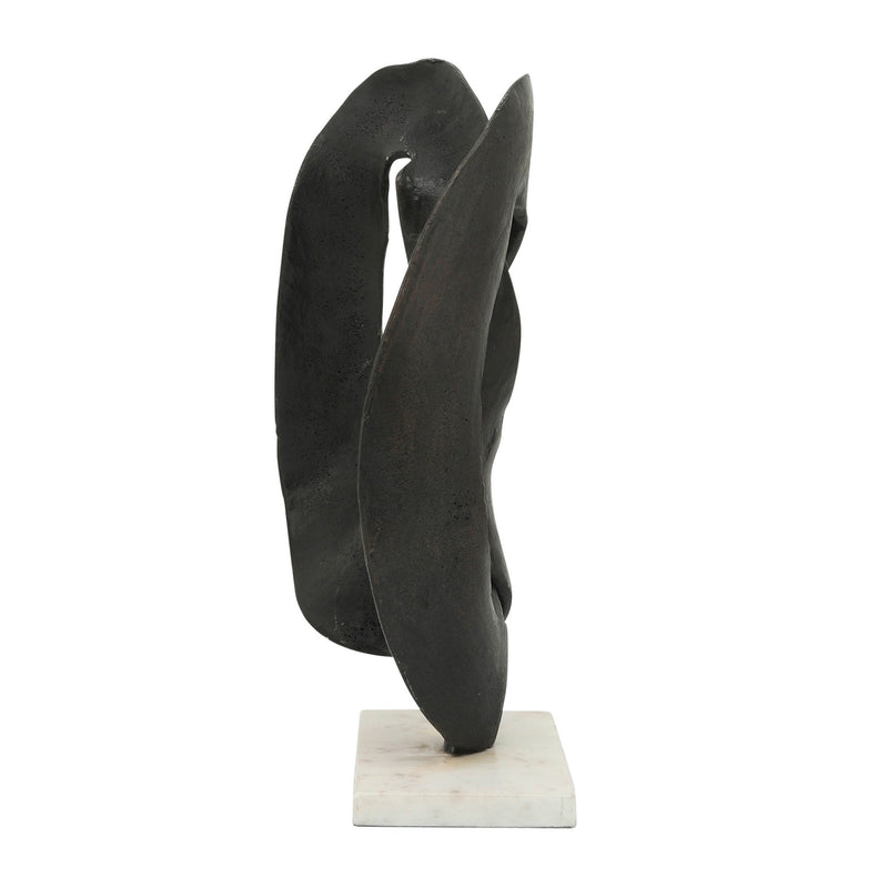 15 Inch Contemporary Metal Tabletop Decoration Marble Base Black White-zoom-