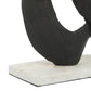 15 Inch Contemporary Metal Tabletop Decoration Marble Base Black White