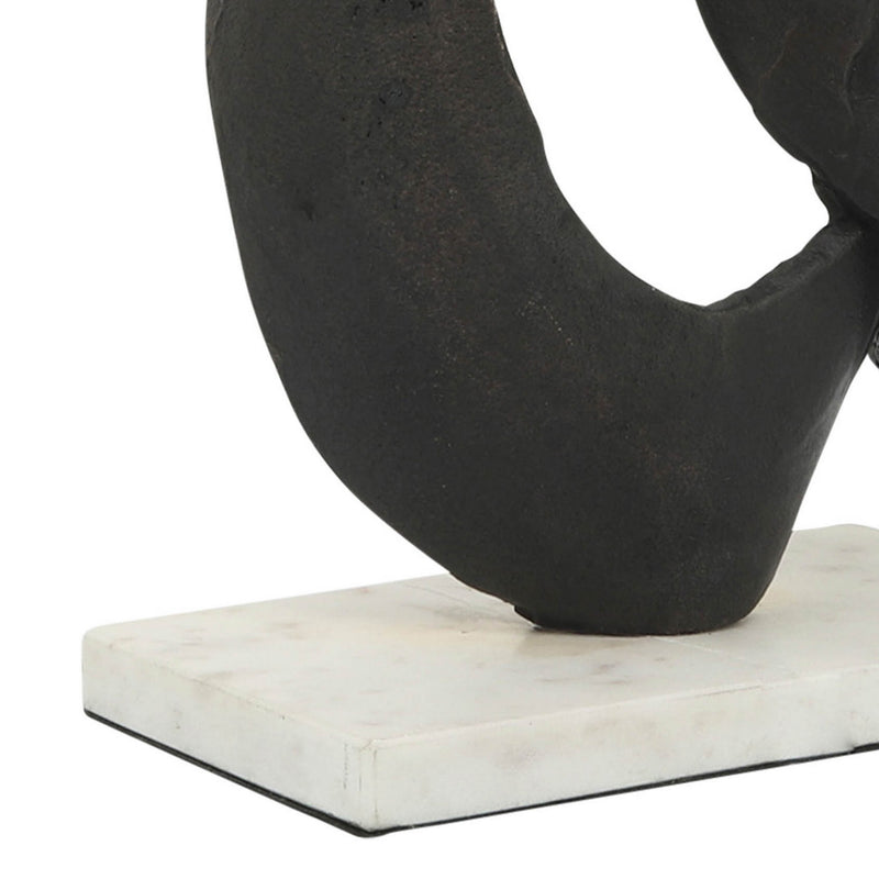 15 Inch Contemporary Metal Tabletop Decoration Marble Base Black White-zoom-