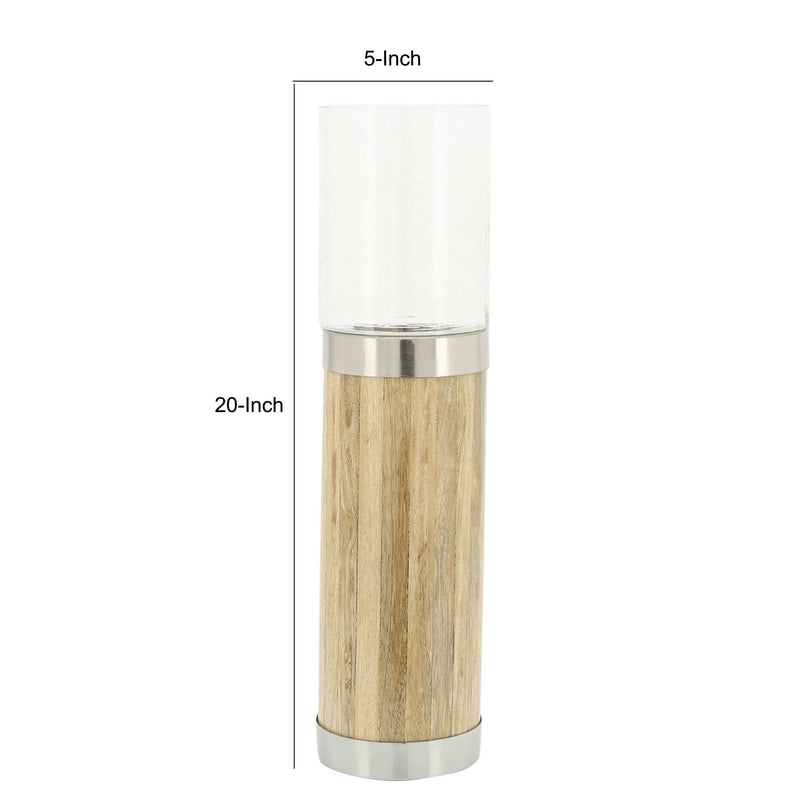 Gia 20 Inch Classic Candle Holder Cylindrical Glass Tumbler Natural-zoom-