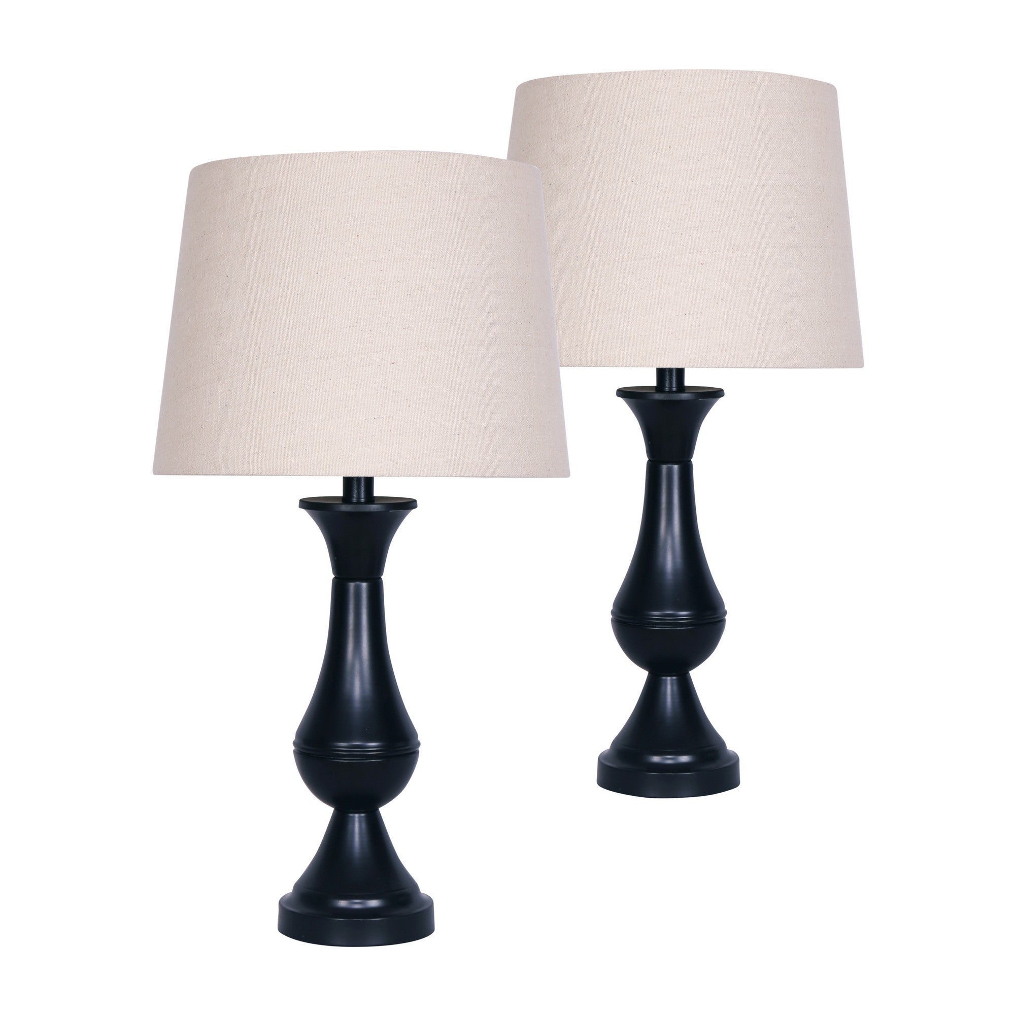 26 Inch Modern Plastic Teardrop Table Lamps Set of 2 Faux Leather Black-zoom-1