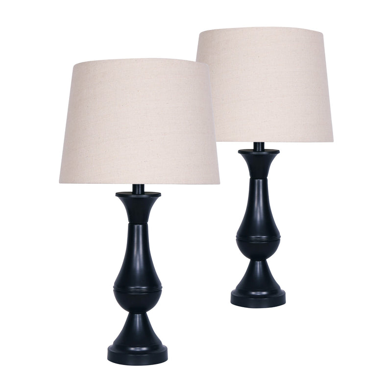 26 Inch Modern Plastic Teardrop Table Lamps Set of 2 Faux Leather Black-zoom-