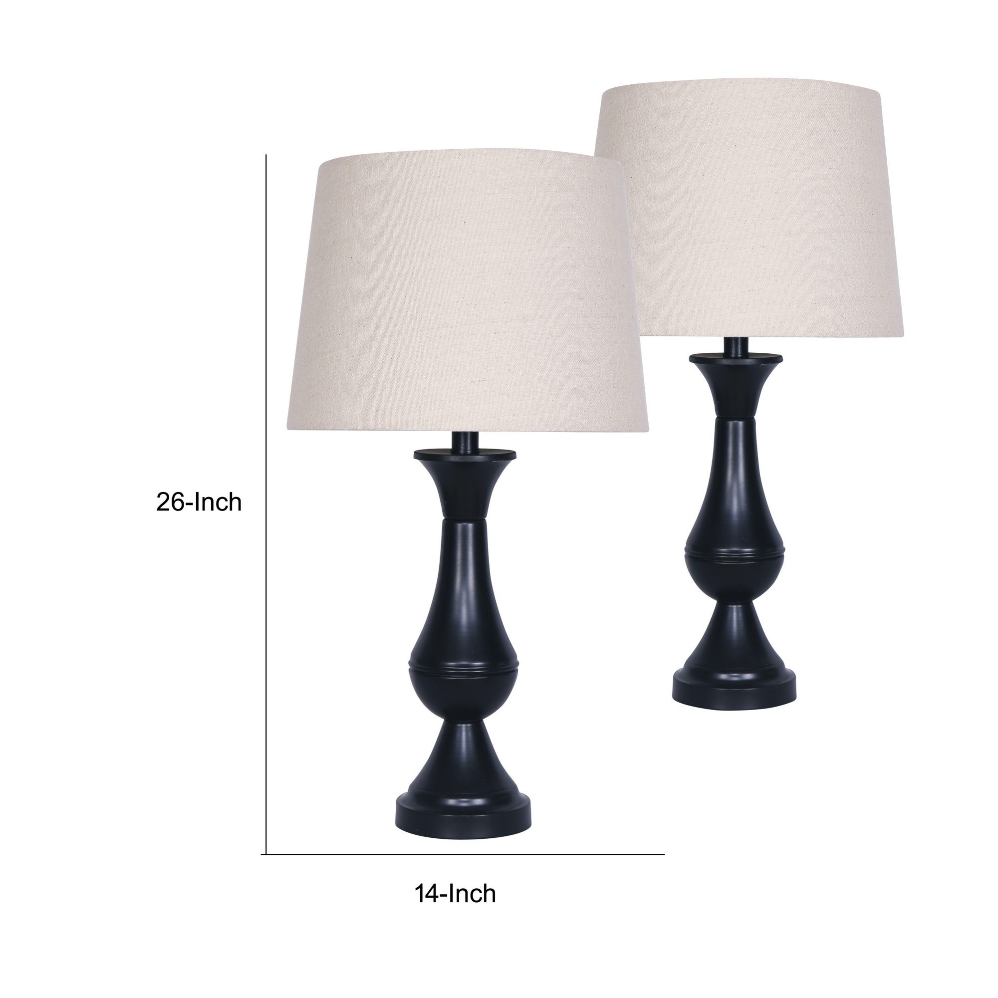 26 Inch Modern Plastic Teardrop Table Lamps Set of 2 Faux Leather Black-zoom-5