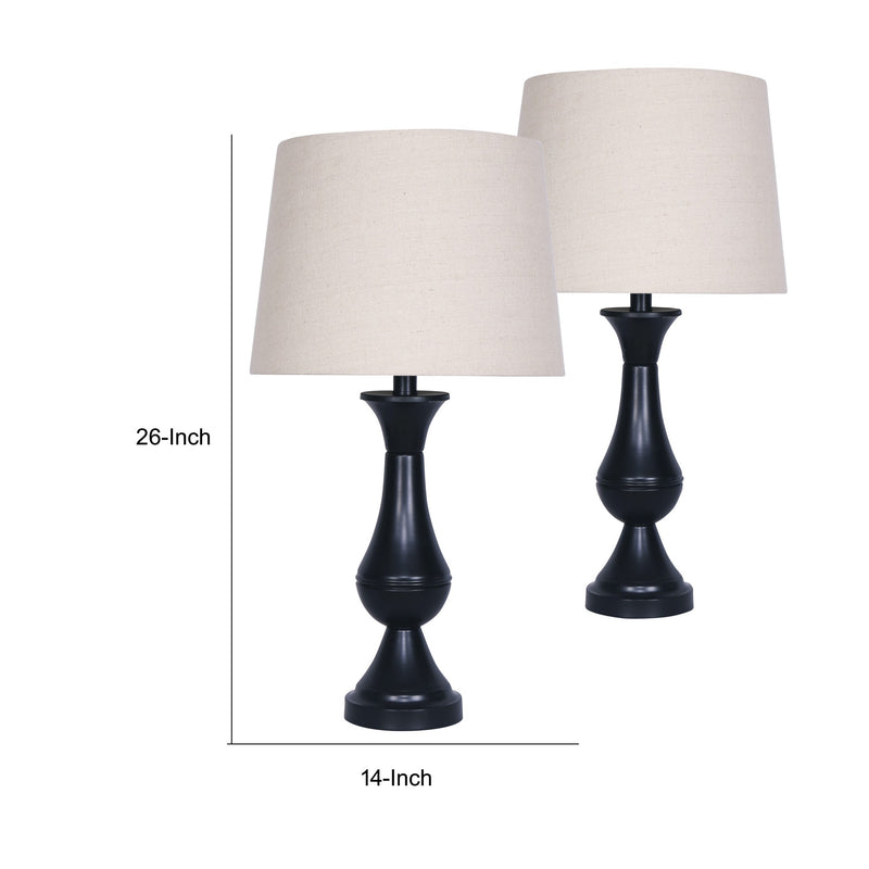 26 Inch Modern Plastic Teardrop Table Lamps Set of 2 Faux Leather Black-zoom-