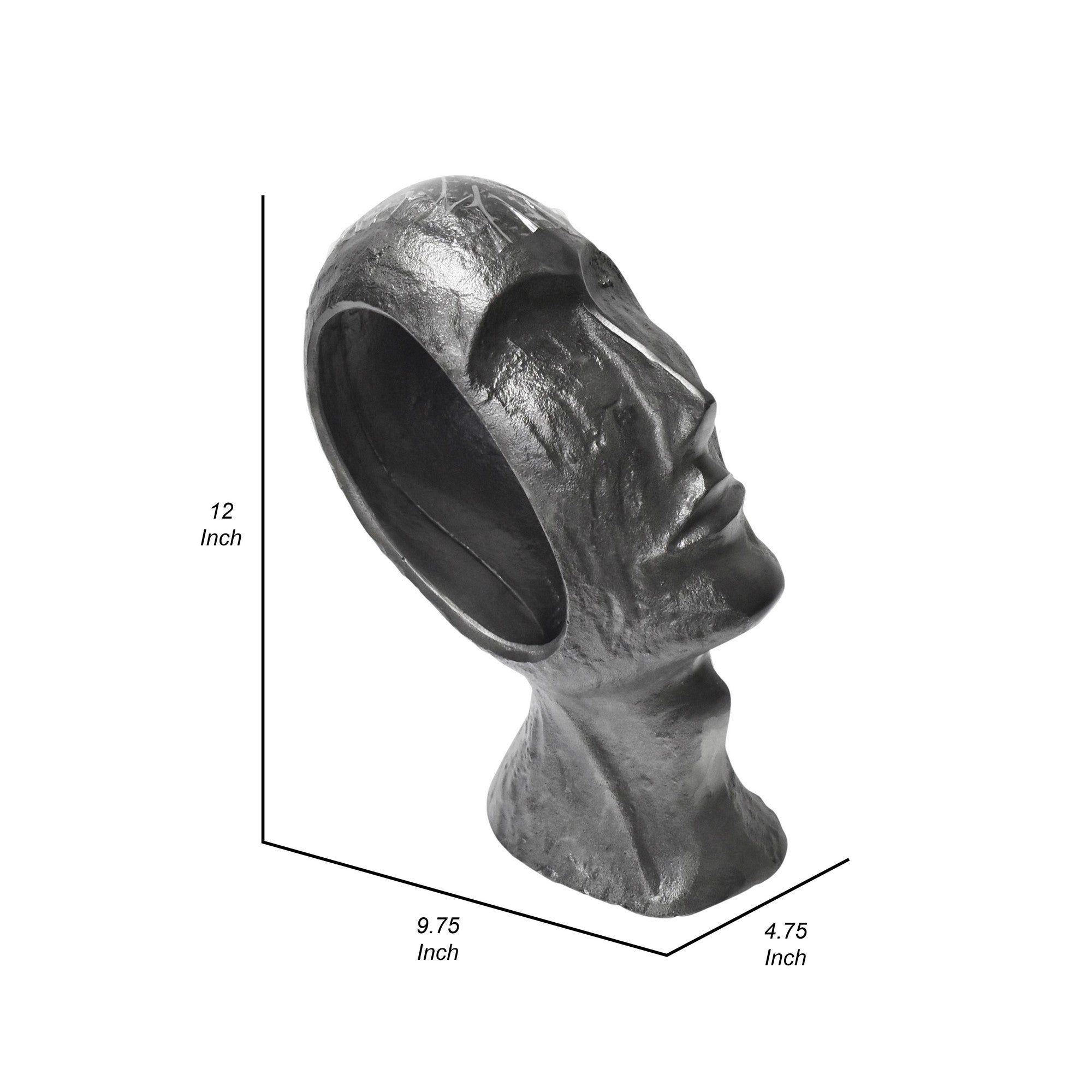 12 Inch Tabletop Accent Decor Metal Island Statue Face Replication Gray-zoom-5
