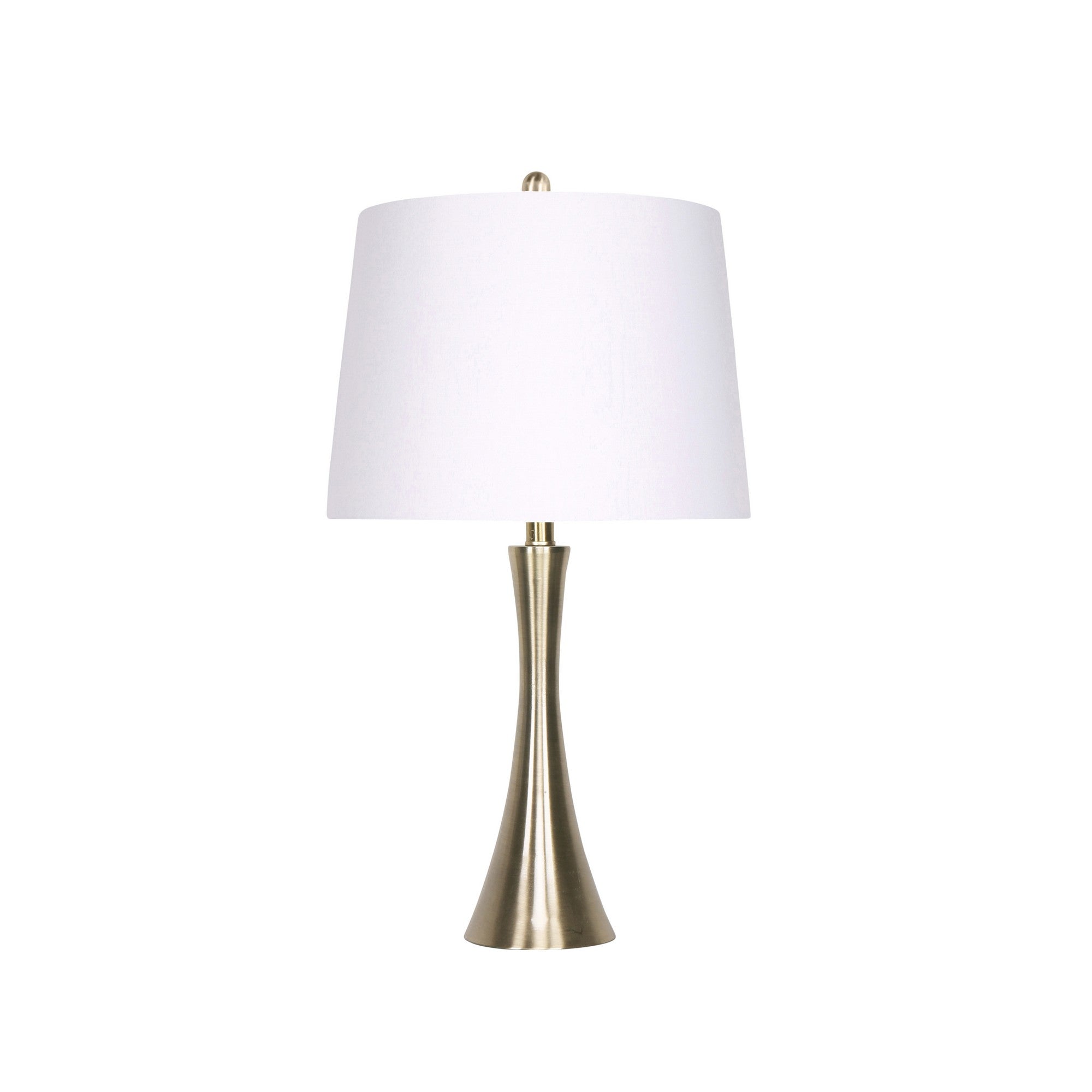 25 Inch Modern Slim Top Table Lamps Set of 2 Crisp White Shades Brass