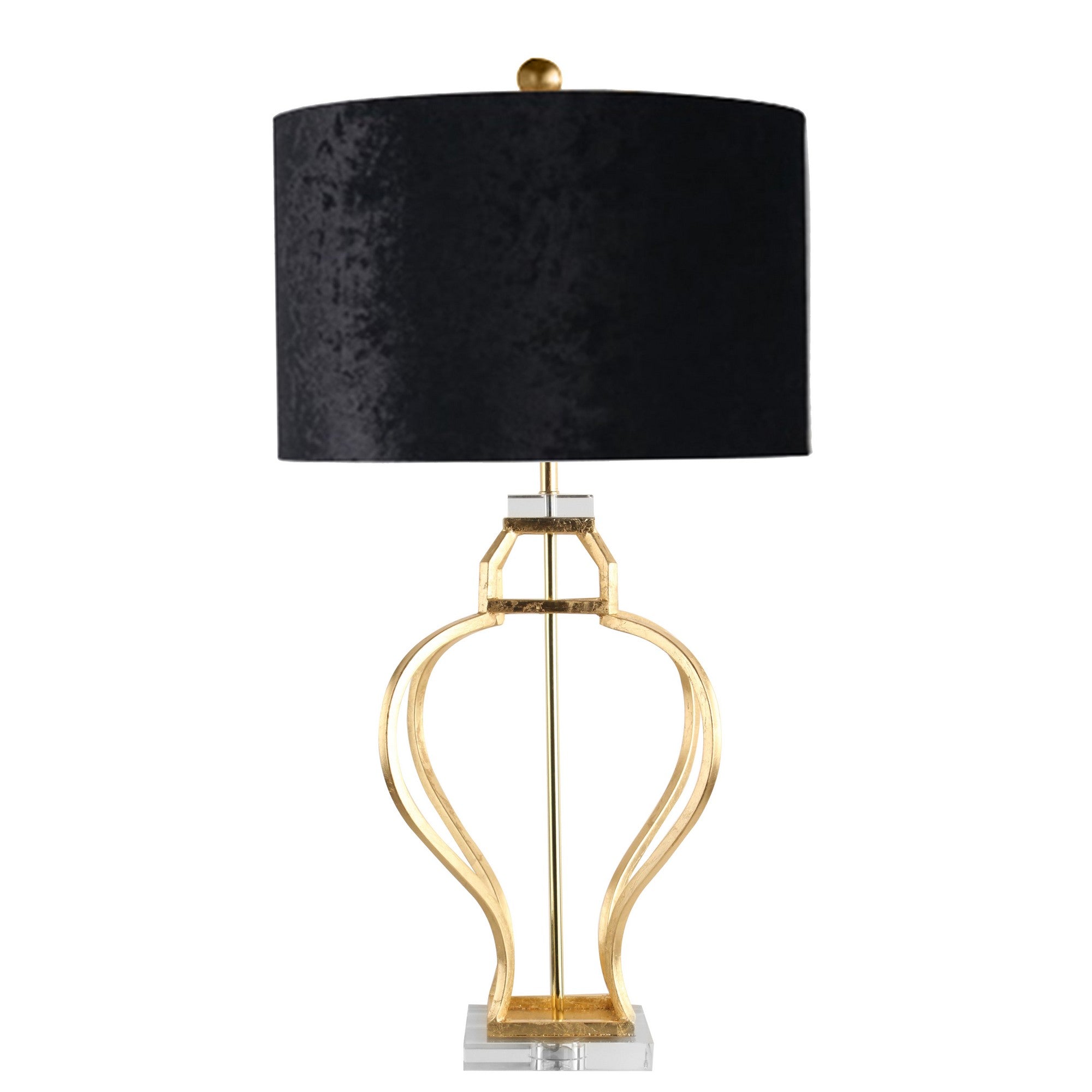29 Inch Modern Metal Table Lamp Set of 2 Leaf Accent Gold and Black-zoom-1
