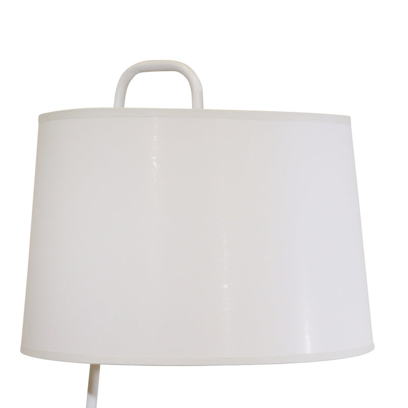 30 Inch Contemporary Metal Table Lamp with Triangular Base White Shade-zoom-
