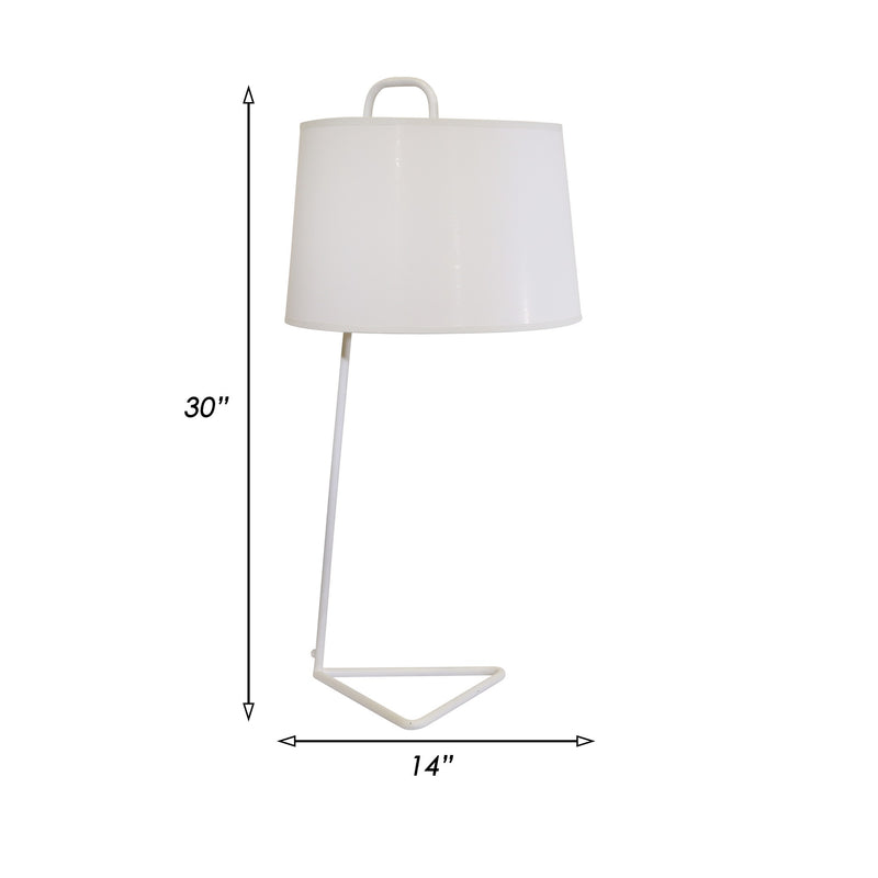 30 Inch Contemporary Metal Table Lamp with Triangular Base White Shade-zoom-