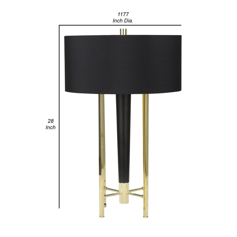 28 Inch Contemporary Metal Table Lamp with Four Accented Legs Black Gold-zoom-