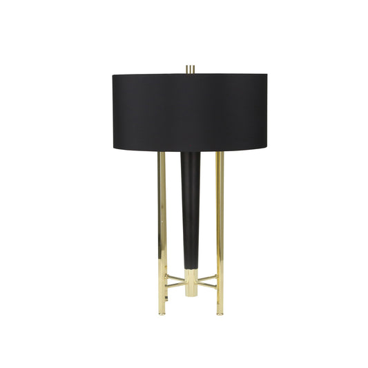 28 Inch Contemporary Metal Table Lamp with Four Accented Legs Black Gold