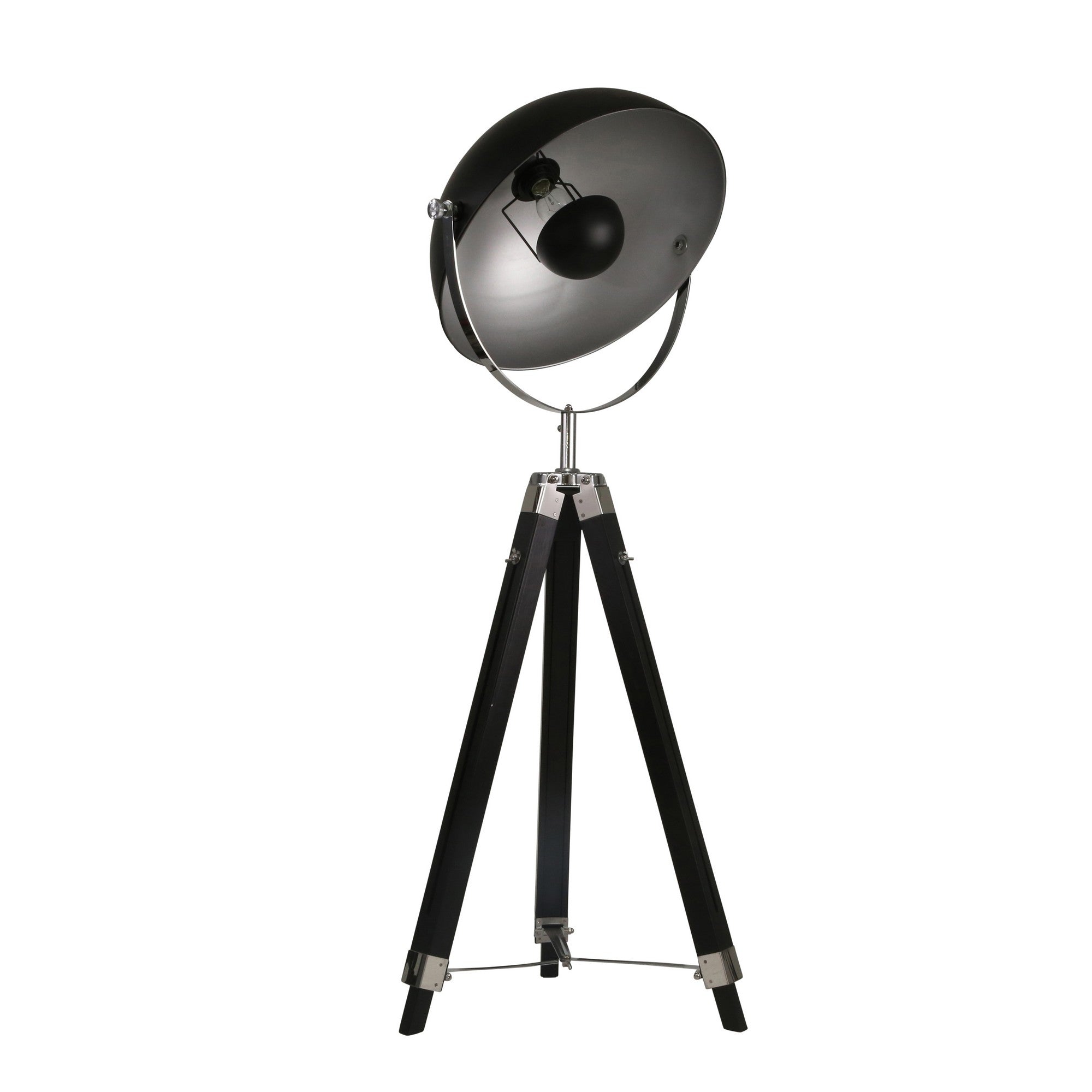 65 Inch Wood Modern Spotlight Floor Lamp With Tripod Metal Frame Black-zoom-1