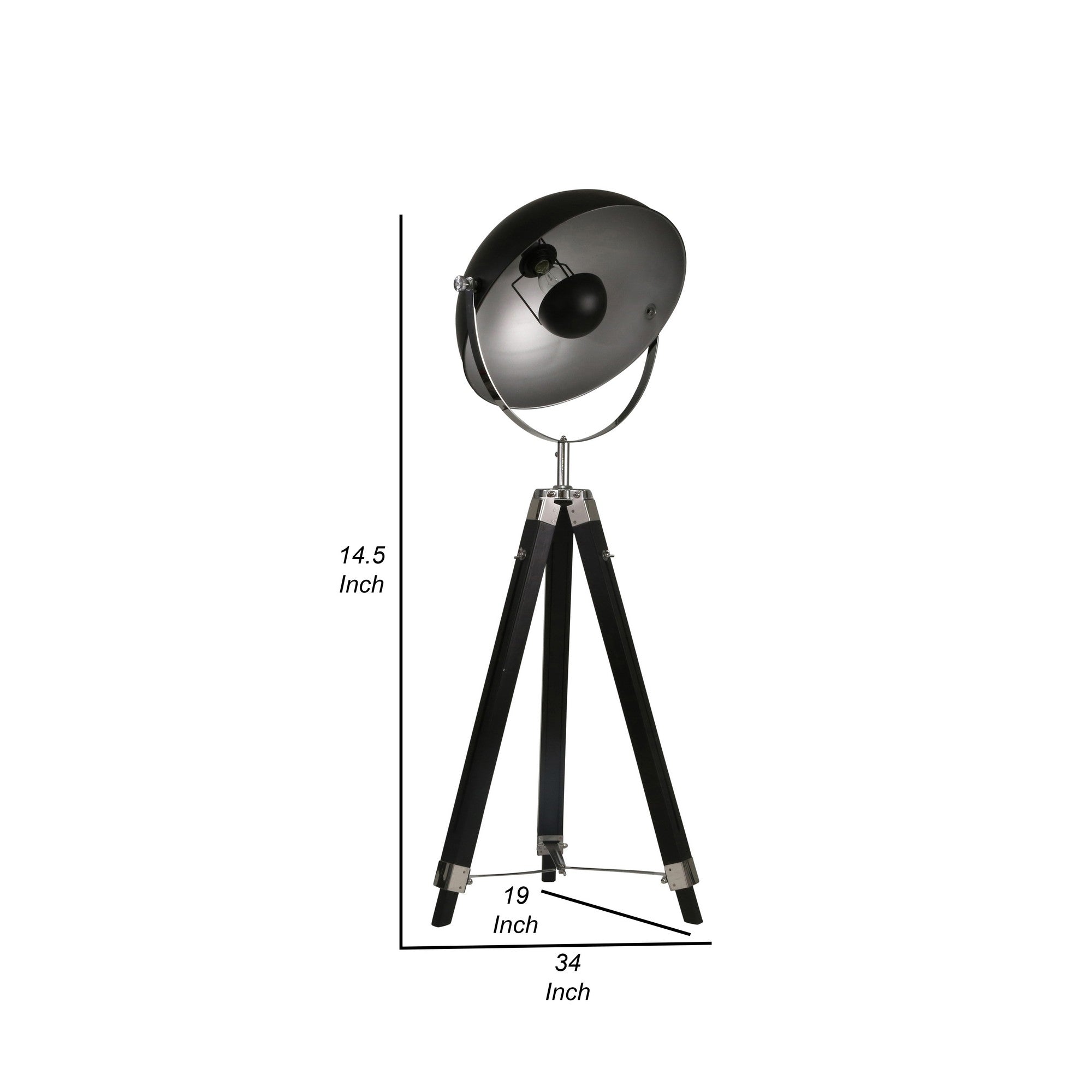 65 Inch Wood Modern Spotlight Floor Lamp With Tripod Metal Frame Black-zoom-5