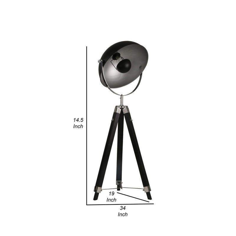 65 Inch Wood Modern Spotlight Floor Lamp With Tripod Metal Frame Black-zoom-
