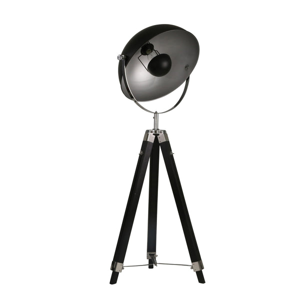 65 Inch Wood Modern Spotlight Floor Lamp With Tripod Metal Frame Black