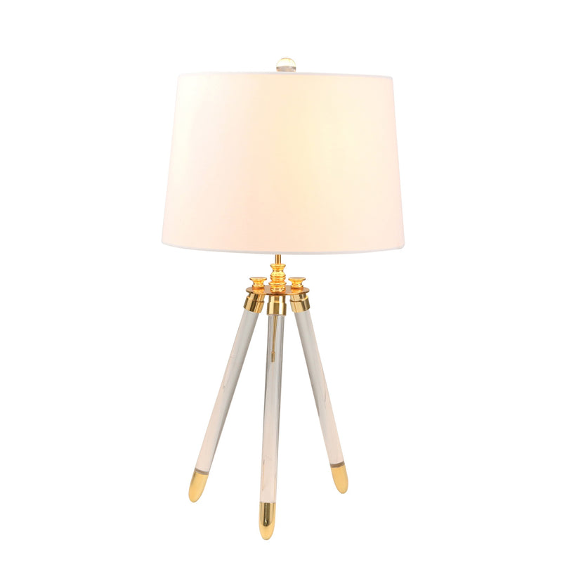 29 Inch Acrylic Modern Table Lamp with Tripod Accented Legs Gold White-zoom-