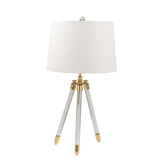 29 Inch Acrylic Modern Table Lamp with Tripod Accented Legs Gold White