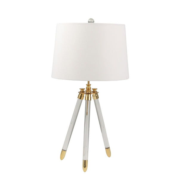 29 Inch Acrylic Modern Table Lamp with Tripod Accented Legs Gold White