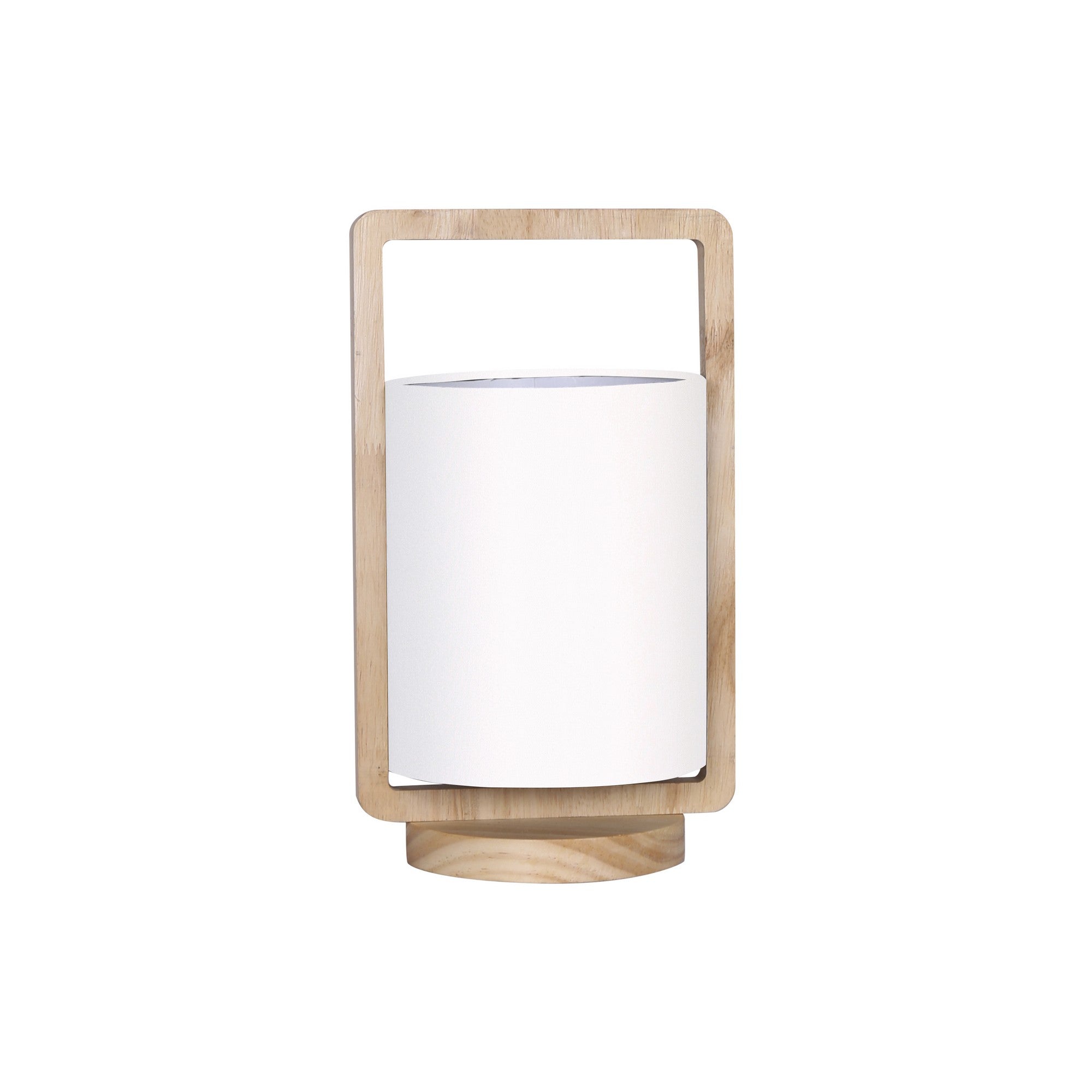 21 Inch Modern Wood Cylinder Table Lamps Polyresin Set of 2 White Brown