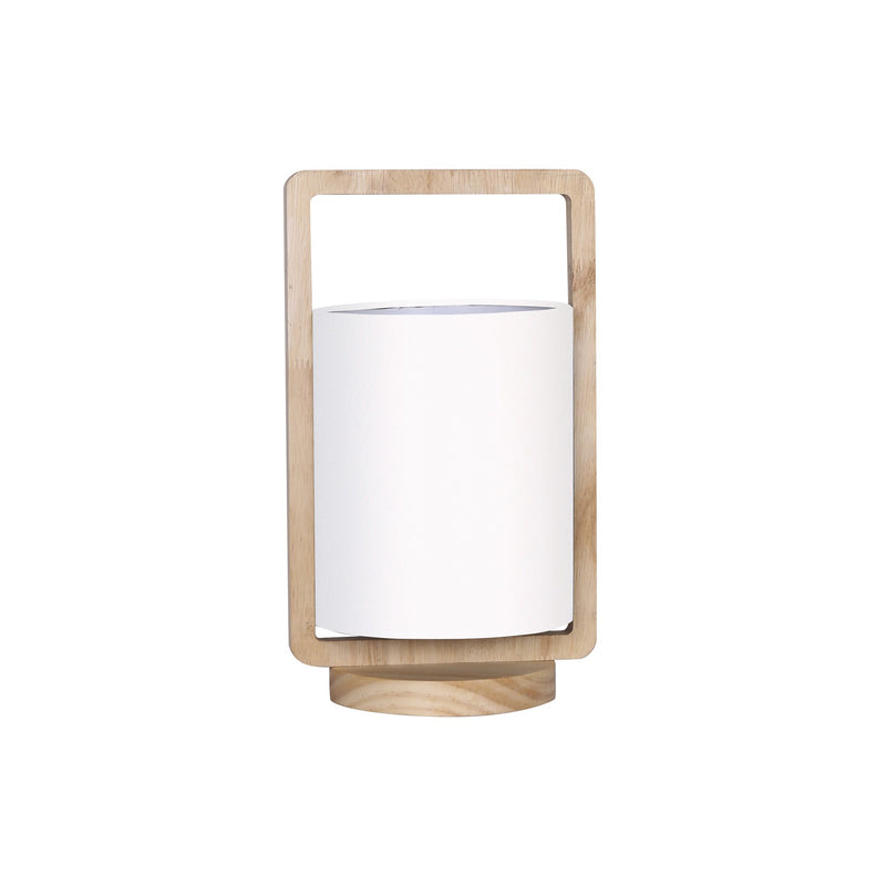 21 Inch Modern Wood Cylinder Table Lamps Polyresin Set of 2 White Brown-zoom-