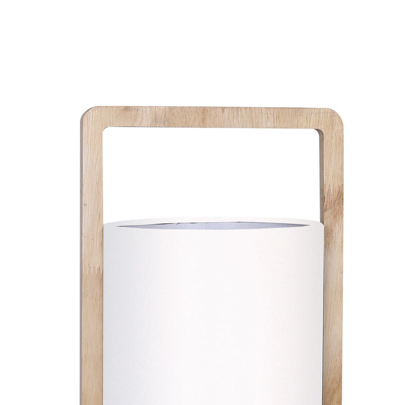 21 Inch Modern Wood Cylinder Table Lamps Polyresin Set of 2 White Brown-zoom-