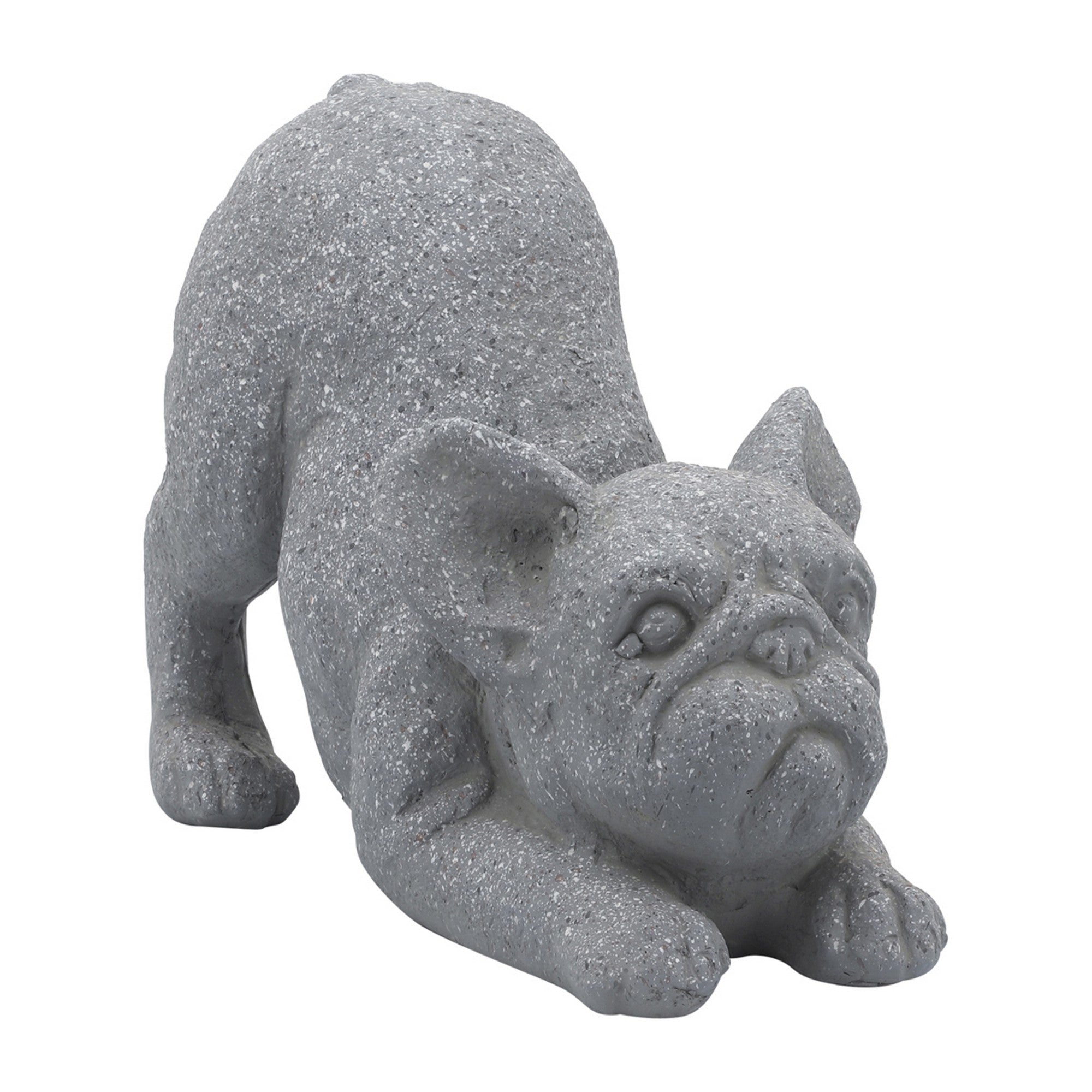 15 Inch Modern Resin Accent Decoration Downward Stretching Bulldog Gray-zoom-1