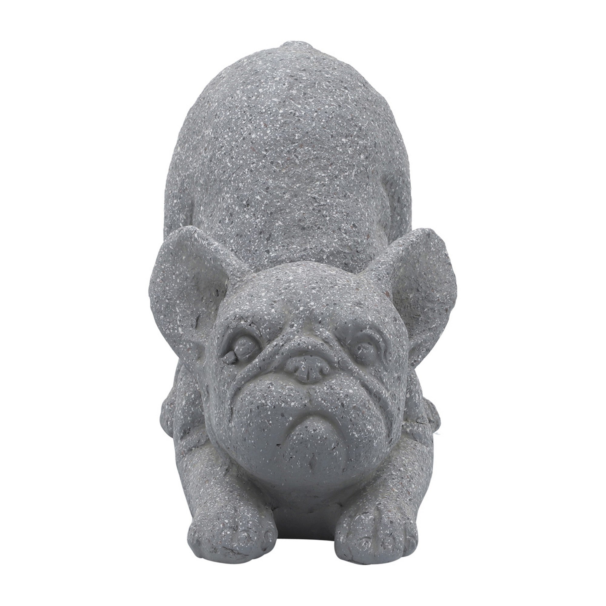 15 Inch Modern Resin Accent Decoration Downward Stretching Bulldog Gray