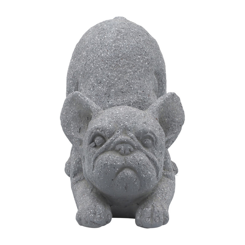 15 Inch Modern Resin Accent Decoration Downward Stretching Bulldog Gray-zoom-