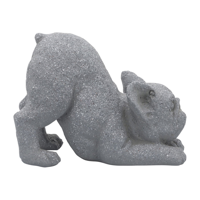 15 Inch Modern Resin Accent Decoration Downward Stretching Bulldog Gray-zoom-