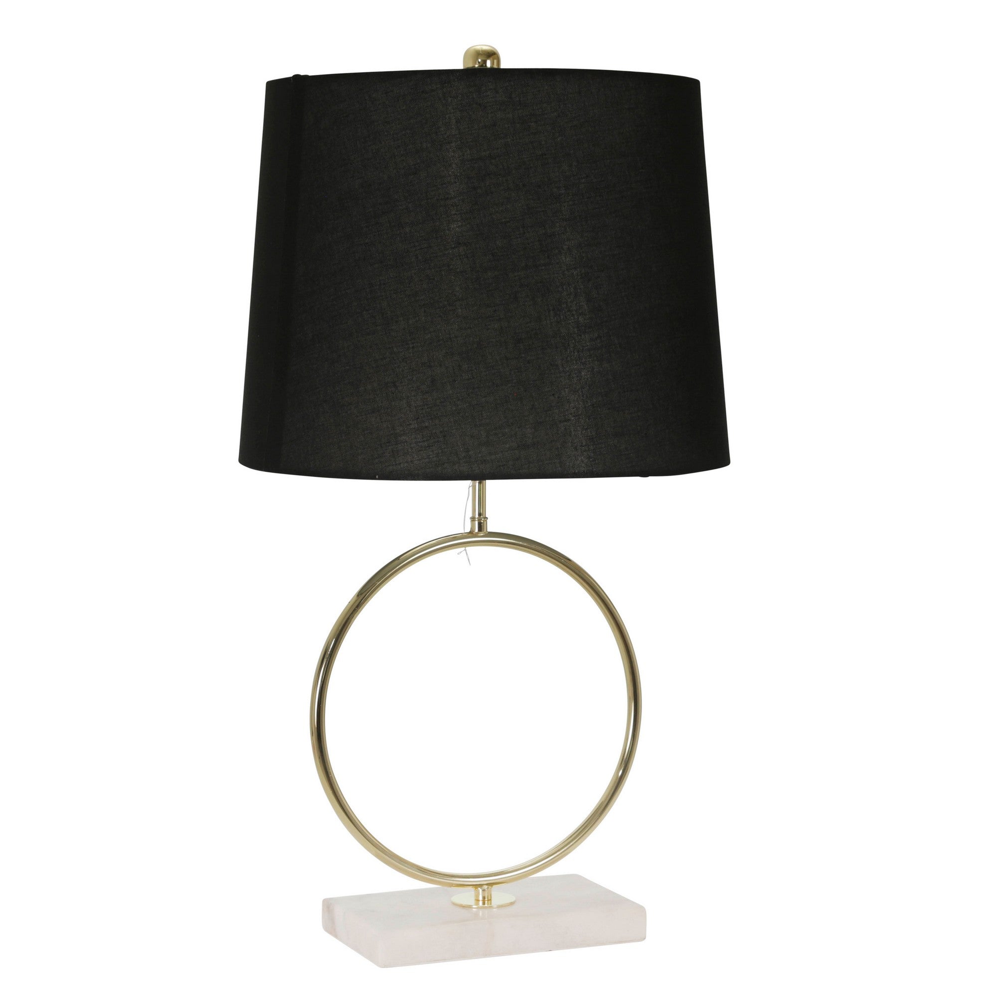28 Inch Modern Metal Ring Table Lamp with Marble Base White Gold Black-zoom-1