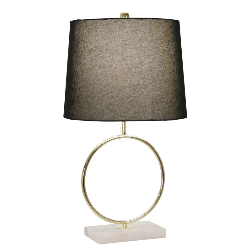 28 Inch Modern Metal Ring Table Lamp with Marble Base White Gold Black-zoom-