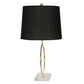 28 Inch Modern Metal Ring Table Lamp with Marble Base White Gold Black