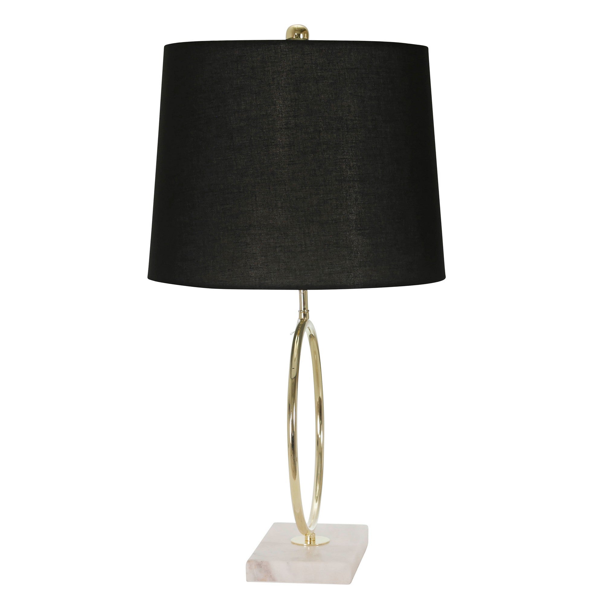 28 Inch Modern Metal Ring Table Lamp with Marble Base White Gold Black-zoom-3