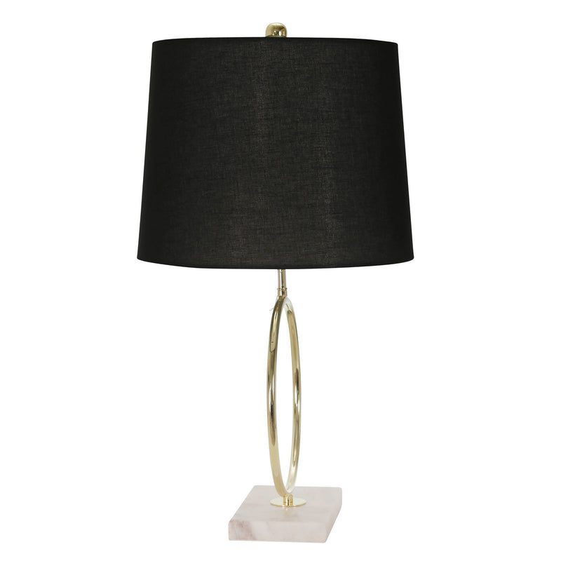 28 Inch Modern Metal Ring Table Lamp with Marble Base White Gold Black-zoom-