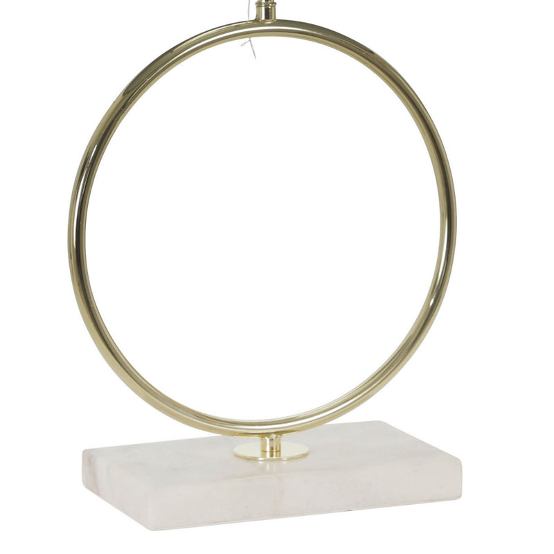 28 Inch Modern Metal Ring Table Lamp with Marble Base White Gold Black-zoom-