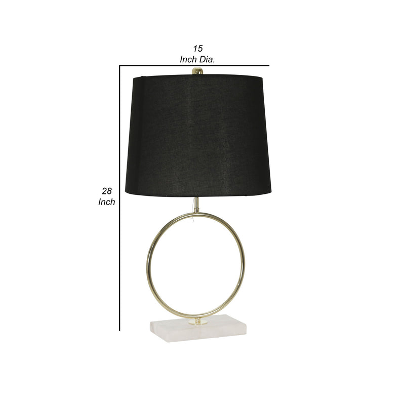 28 Inch Modern Metal Ring Table Lamp with Marble Base White Gold Black-zoom-