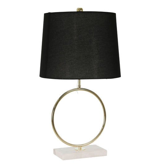 28 Inch Modern Metal Ring Table Lamp with Marble Base White Gold Black
