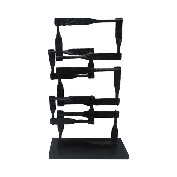 Jodie 23 Inch Metal Modern Accent Decor Stacked Squares Block Black