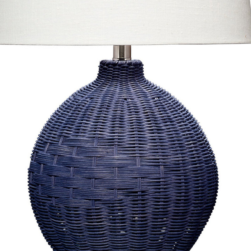 Cape 22 Inch Contemporary Table Lamp Hand Woven Rattan Linen Shade Blue-zoom-