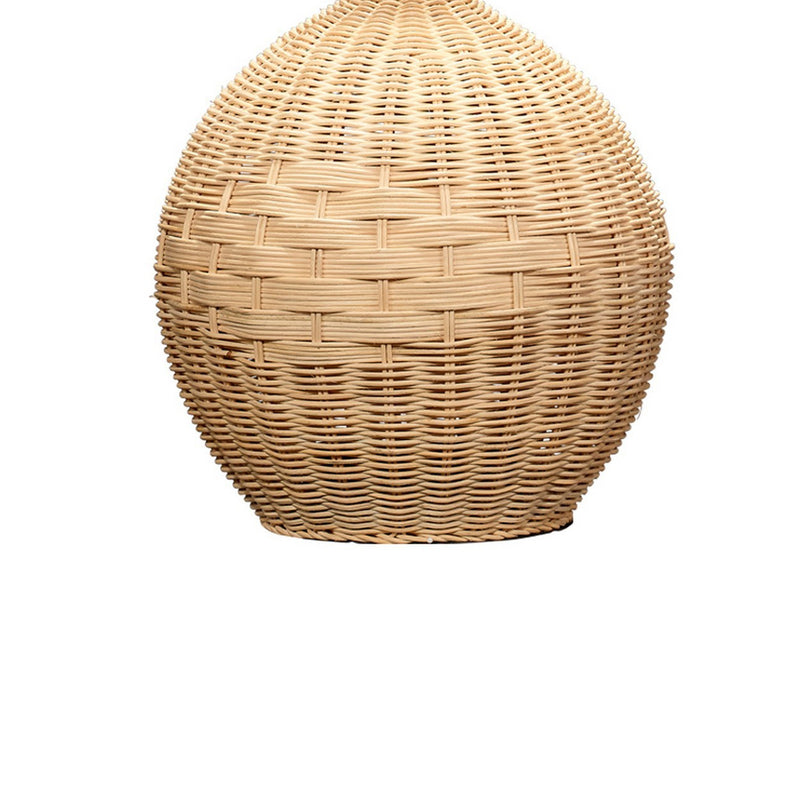 Cape 22 Inch Contemporary Rattan Table Lamp Hand Woven Linen Shade Brown-zoom-