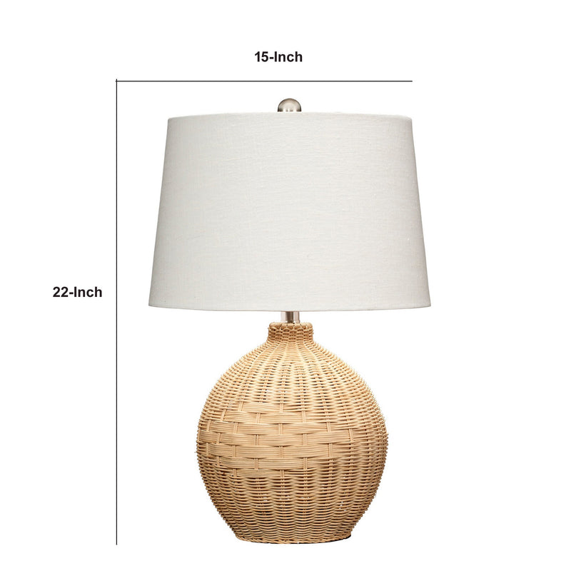 Cape 22 Inch Contemporary Rattan Table Lamp Hand Woven Linen Shade Brown-zoom-