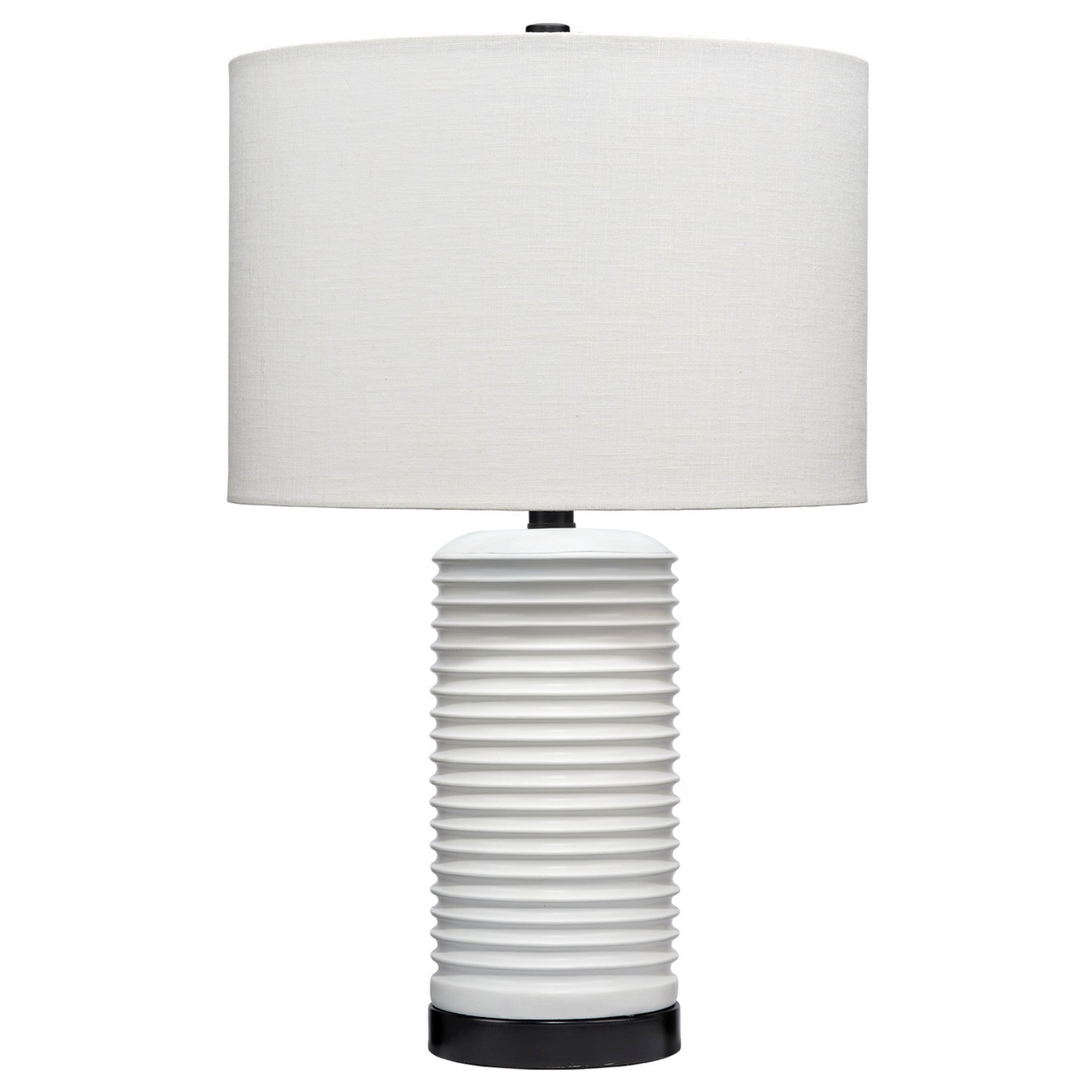 23 Inch Transitional Resin Furrowed Table Lamp Linen Shade White Black-zoom-1