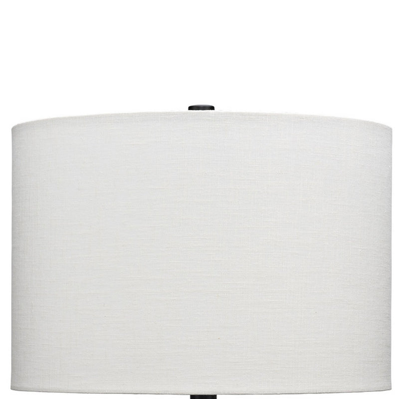 23 Inch Transitional Resin Furrowed Table Lamp Linen Shade White Black-zoom-