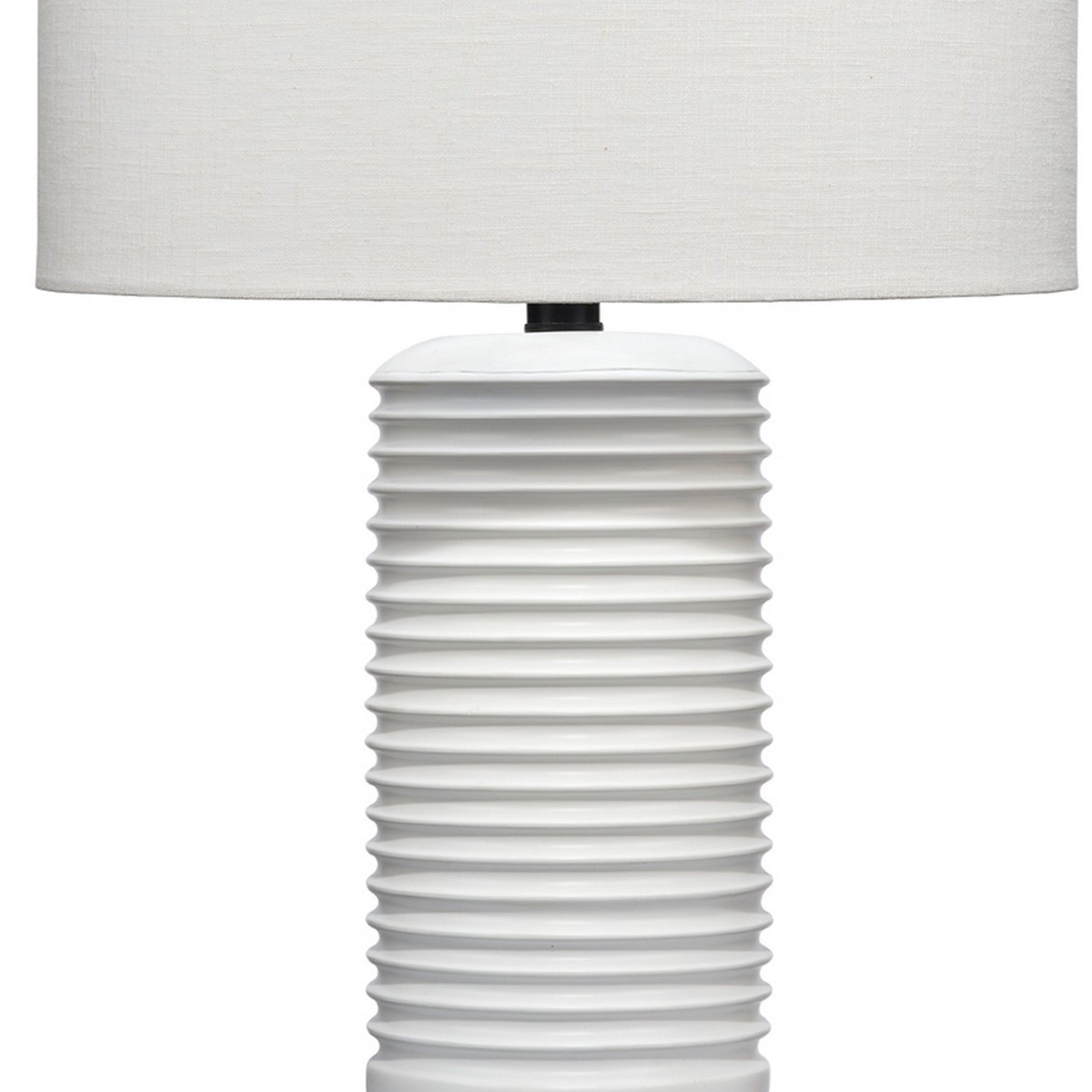 23 Inch Transitional Resin Furrowed Table Lamp Linen Shade White Black-zoom-3