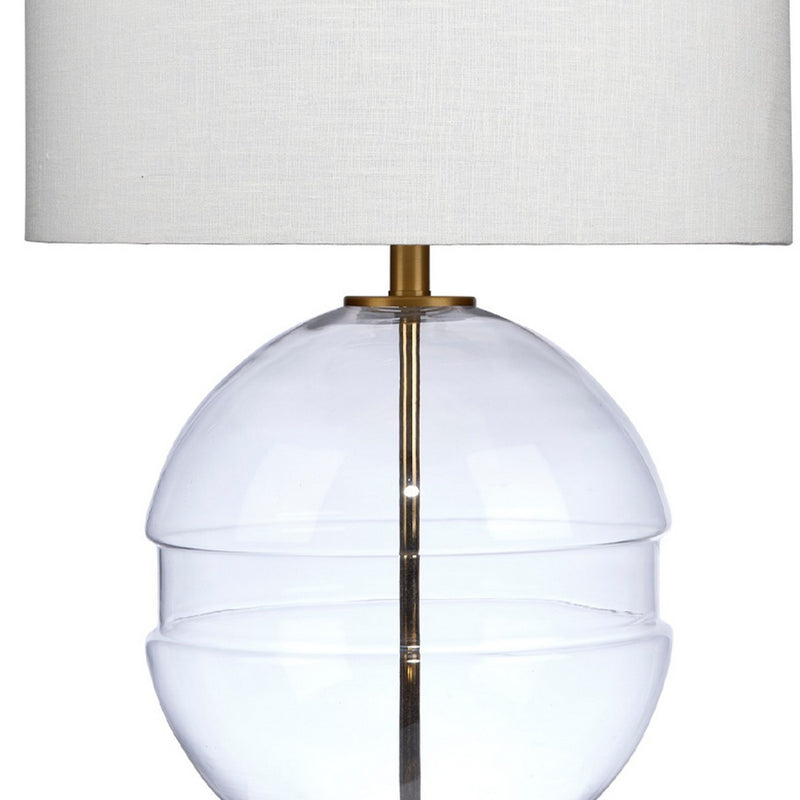 Satellite 31 Inch Table Lamp Linen Drum Shade Cylinder Finial Brass-zoom-