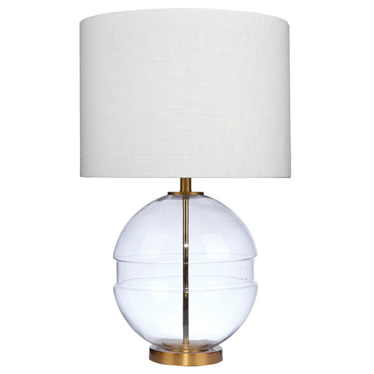 Satellite 31 Inch Table Lamp Linen Drum Shade Cylinder Finial Brass