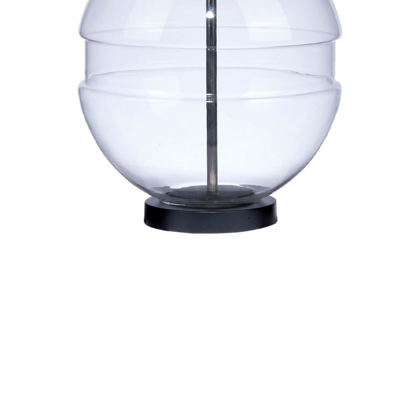 Satellite 31 Inch Table Lamp Linen Drum Shade Cylinder Finial Black-zoom-