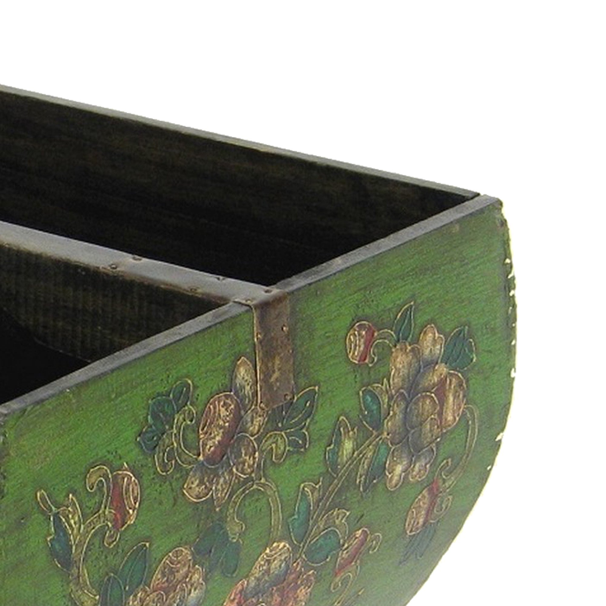 13 Inch Classic Wood Decorative Basket With Handle Floral Multicolor