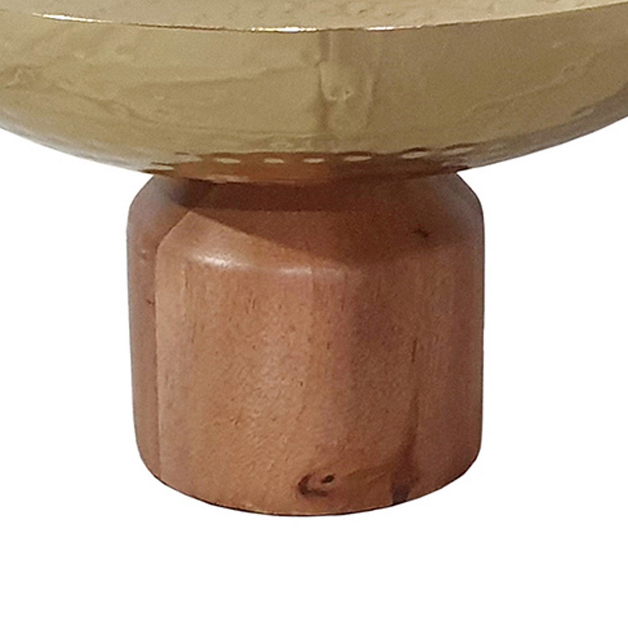 Roe 12 Inch Large Acacia Wood Table Bowl Steel Decorative Gold And Brown-zoom-4