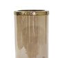 11 Inch Glass Hurricane Candle Holder Acacia Wood Small Gold Finish